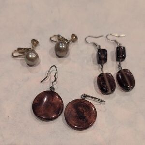 Round Wooden Drop Earrings in Brown - Versatile Everyday Style